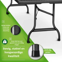 Sens Design Tuintafel Kunststof - Campingtafel Inklapbaar - Rotan-Look -Tuinmeubelen 1200x1200 1116