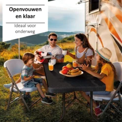 Sens Design Tuintafel Kunststof - Campingtafel Inklapbaar - Rotan-Look -Tuinmeubelen 1200x1200 1117