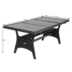 Casaria Polyrattan Tuintafel - WPC Tafelblad 190x90x74 Cm – Zwart -Tuinmeubelen 1200x1200 1166
