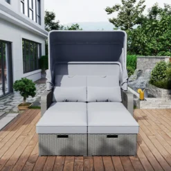 Polyrattan Patio Rieten Meubels Set Voor 2 Personen-Outdoor Rattan Sofa Set Met Intrekbare Luifel-lounge Bank-PE Rotan Loveseat Voor Achtertuin Veranda Tuin Zwembad Balkon-grijs -Tuinmeubelen 1200x1200 1188