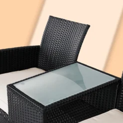 Casaria Polyrattan Tuinbank - Incl. Kussen - 143x55x88 Cm Zwart -Tuinmeubelen 1200x1200 1204