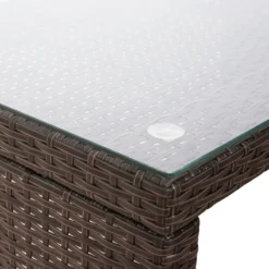 Teamson Home 3-Delig Hoek Loungeset - Tuinmeubelen - Tuinbank - Omvat Tafel En Kussens - Rotan - Bruin/Wit -Tuinmeubelen 1200x1200 1309