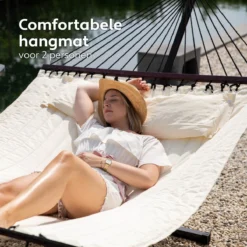 Vita5 Hangmat Met Standaard En Spreidstok – 2 Persoons – Incl. Bekerhouder - Afneembaar Kussen – Uv-bestendig – Beige -Tuinmeubelen 1200x1200 132