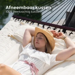 Vita5 Hangmat Met Standaard En Spreidstok – 2 Persoons – Incl. Bekerhouder - Afneembaar Kussen – Uv-bestendig – Beige -Tuinmeubelen 1200x1200 133