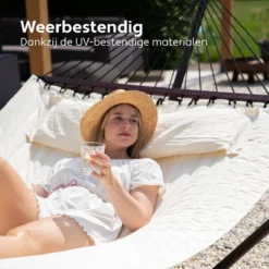 Vita5 Hangmat Met Standaard En Spreidstok – 2 Persoons – Incl. Bekerhouder - Afneembaar Kussen – Uv-bestendig – Beige -Tuinmeubelen 1200x1200 136