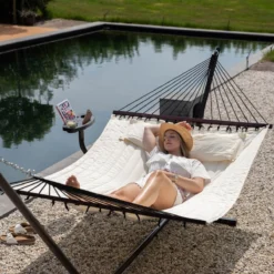 Vita5 Hangmat Met Standaard En Spreidstok – 2 Persoons – Incl. Bekerhouder - Afneembaar Kussen – Uv-bestendig – Beige -Tuinmeubelen 1200x1200 138