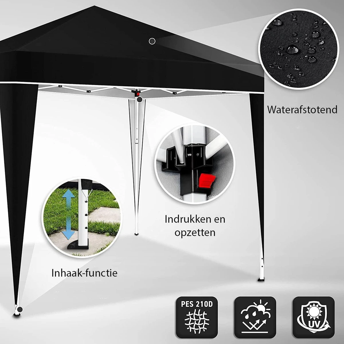 Sens Design Partytent Opvouwbaar - 3 X 3m - Zwart 2 Sens Design Partytent Opvouwbaar - 3 X 3m - Zwart - Afbeelding 2