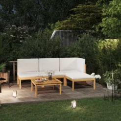 Decoways - 5-delige Loungeset Met Kussens Massief Acaciahout Crèmekleurig -Tuinmeubelen 1200x1200 17