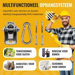 Itstrong® Plafondhaak Ophangsysteem Voor Binnen & Buiten – Ophanghaak Voor Bokszak – Schommel – Schommelstoel – Hangstoel - RVS -Tuinmeubelen 1200x1200 176