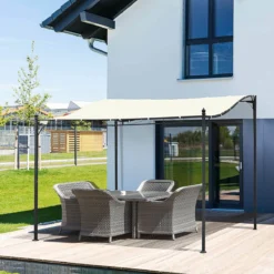 Outsunny Pergola Partytent Paviljoen Overkapping Tent Metaal Crème 297x297 Cm 84C-038 -Tuinmeubelen 1200x1200 189