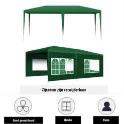 Merkloos Partytent - Paviljoen Opvouwbaar - Easy Up Tuintent Met Zijpanelen - Groen/ 6m X 3m/ 120g/m² -Tuinmeubelen 1200x1200 2
