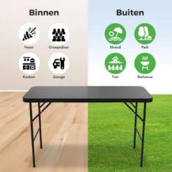 LifeGoods Klaptafel - Inklapbaar - 120 Cm - 4 Personen - Zwart -Tuinmeubelen 1200x1200 200