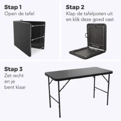 LifeGoods Klaptafel - Inklapbaar - 120 Cm - 4 Personen - Zwart -Tuinmeubelen 1200x1200 203
