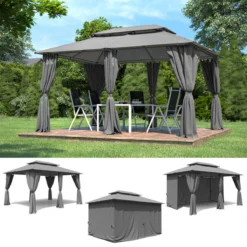 El Jardin - Partytent - 4x3 - Waterdicht Dak - Wanden - Solar - Antraciet Paviljoen -Tuinmeubelen 1200x1200 225