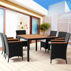 Deuba Polyrattan Tuinset Verona - 6 Stoelen + 1 Tafel Zwart -Tuinmeubelen 1200x1200 26