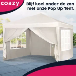Waterdichte Partytent 3x3 Meter Opvouwbaar Met Zijwanden- Paviljoen Met Zijpanelen - Easy Up - Pop-up Tent Met Haringen, Touw En Anti Slip Poten -Tuinmeubelen 1200x1200 264
