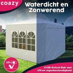 Waterdichte Partytent 3x3 Meter Opvouwbaar Met Zijwanden- Paviljoen Met Zijpanelen - Easy Up - Pop-up Tent Met Haringen, Touw En Anti Slip Poten -Tuinmeubelen 1200x1200 268