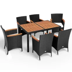 Deuba Polyrattan Tuinset Verona - 6 Stoelen + 1 Tafel Zwart -Tuinmeubelen 1200x1200 30