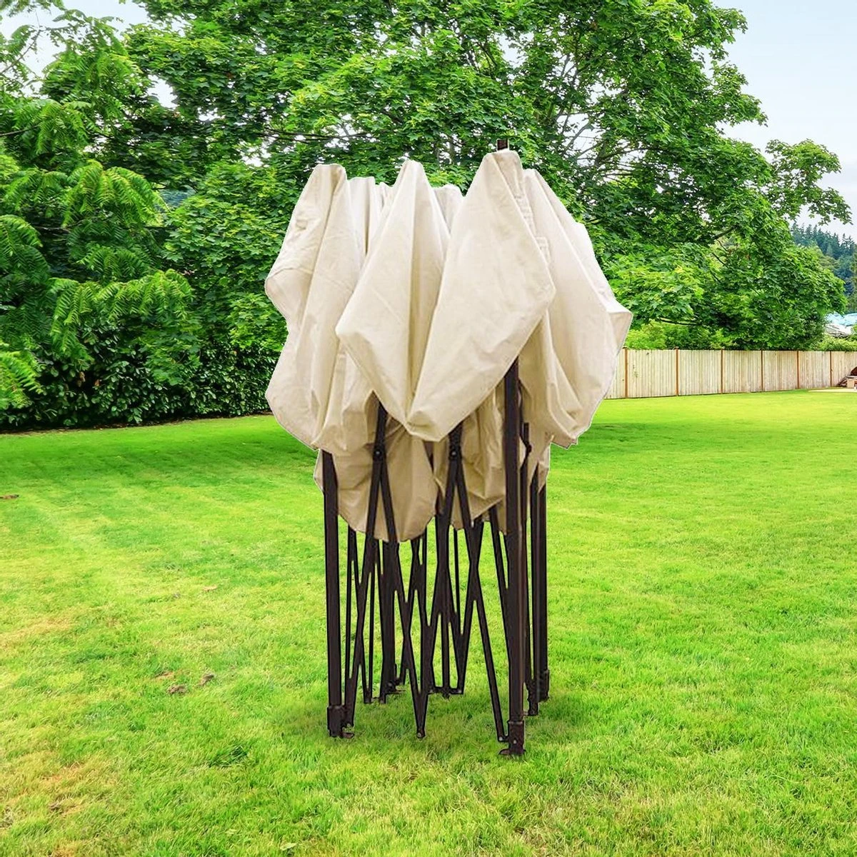 LifeGoods Partytent - 3x3 M - Zijwanden - Easy Up - Opvouwbaar - Waterdicht - Draagtas Met Wieltjes - Beige 10 LifeGoods Partytent - 3x3 M - Zijwanden - Easy Up - Opvouwbaar - Waterdicht - Draagtas Met Wieltjes - Beige - Afbeelding 10