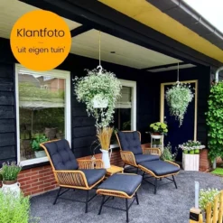 BUITEN Living Dex Wicker Loungestoel Tuin Incl. Wicker Voetenbank | Wicker + Aluminium | Bamboe Antraciet -Tuinmeubelen 1200x1200 33