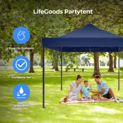 LifeGoods Partytent - 3x4.5 M - Easy Up - Opvouwbaar - Waterdicht - Draagtas Met Wieltjes - Donkerblauw 12 LifeGoods Partytent - 3x4.5 M - Easy Up - Opvouwbaar - Waterdicht - Draagtas Met Wieltjes - Donkerblauw -Tuinmeubelen 1200x1200 334