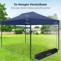 LifeGoods Partytent - 3x4.5 M - Easy Up - Opvouwbaar - Waterdicht - Draagtas Met Wieltjes - Donkerblauw 14 LifeGoods Partytent - 3x4.5 M - Easy Up - Opvouwbaar - Waterdicht - Draagtas Met Wieltjes - Donkerblauw -Tuinmeubelen 1200x1200 336
