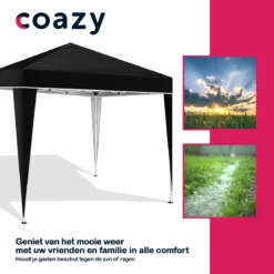Coazy Waterdichte Partytent 3x3 Meter Opvouwbaar - Paviljoen - Easy Up - Pop-up Tent Met Haringen, Touw En Anti Slip Poten - Waterdicht - Partytenten Weerbestendig -Tuinmeubelen 1200x1200 341