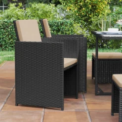 Tuinmeubelset - Tuinset 4 6 8 Persoons - Eettafel En Stoelen - Set Van 9 - Terras - Tuintafel - Salontafel Met Glazen Oppervlak - Zwart Beige -Tuinmeubelen 1200x1200 394