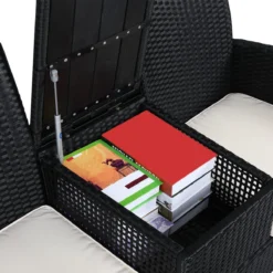 Casaria Tuinbank Polyrattan – 2 Zitter Incl. Tafel & Kussens – Zwart -Tuinmeubelen 1200x1200 405