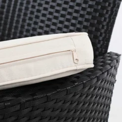 Casaria Tuinbank Polyrattan – 2 Zitter Incl. Tafel & Kussens – Zwart -Tuinmeubelen 1200x1200 406