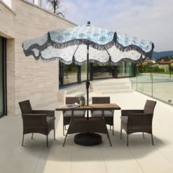 Teamson Home 5-Delig Diningset - Tuinset - Tuinmeubelen - Tafel En 4 Stoelen - Voor Maximaal 4 Personen - Massief Houten Tafelblad - Bruin - 244 X 132 X 84 (cm) -Tuinmeubelen 1200x1200 436