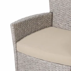 Casaria Polyrattan Tuinset - 4 Stoelen & Tafel 90x90 Cm - Beige Grijs -Tuinmeubelen 1200x1200 449