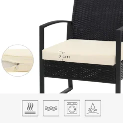 Songmics Tuinmeubelset, 3-delige Set, Van Polyrotan, Voor Outdoor, Terras, Balkon, Tuin, Eenvoudige Montage, Bijzettafel En 2 Stoelen, Zwart-beige -Tuinmeubelen 1200x1200 491