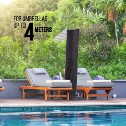 MaxxGarden Parasolhoes - Afdekhoes Voor Zweefparasol - Beschermhoes - 200-400 Cm - Met Rits En Trekkoord - Zwart -Tuinmeubelen 1200x1200 53