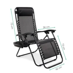 LifeGoods Opvouwbare Tuinstoelen - Verstelbaar Zonnescherm - 2 Stuks - 30°-90° Verstelbaar - Metaal - Zwart -Tuinmeubelen 1200x1200 58