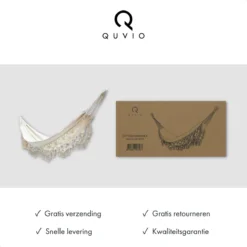 QUVIO Hangmat Voor In De Tuin - Tuinstoelen - Reishangmat Voor Camping, Outdoor En Reizen - Hamock - Katoen Ademend - Maximale Belasting Van 250KG - Lig Oppervlak Van 180 Cm - Geschikt Voor 1 Persoon - Beige -Tuinmeubelen 1200x1200 598