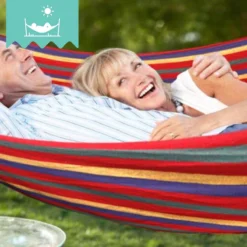 Dubbele Hangmat Rood Met Spreidstok - 1 Of 2 Persoons - Lig Oppervlak 190x150cm - Lengte 260cm -Tuinmeubelen 1200x1200 606