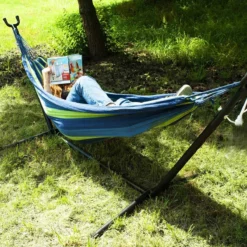 Hangmat Met Standaard En Opbergtas – 2 Persoons – Max. Draaggewicht 200Kg – Hangmatset – Hangmatten – Hang Mat Voor Binnen En Buiten – Hangmatstandaard – Hammock – Blauw / Groen -Tuinmeubelen 1200x1200 634