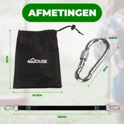 4House Ophang Koord Voor Hangmat, Hangstoel / Schommel - Hangmat Bevestigingsset Inclusief Haken - Karabijnhaak - Hangmat Standaard -Schommelophangset - Hangmat Ophangsysteem -150cm - Tot 1000kg - Boomvriendelijke Hangmat Ophangset - Set Van 2Stuks -Tuinmeubelen 1200x1200 637