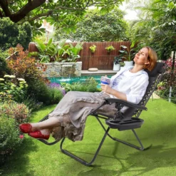 LifeGoods Opvouwbare Tuinstoelen - Verstelbaar Zonnescherm - 2 Stuks - 30°-90° Verstelbaar - Metaal - Zwart -Tuinmeubelen 1200x1200 64