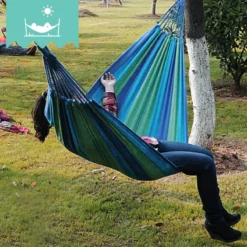 Dubbele Hangmat Blauw - 1 Of 2 Persoons - Lig Oppervlak 190x150cm - Lengte 260cm -Tuinmeubelen 1200x1200 649