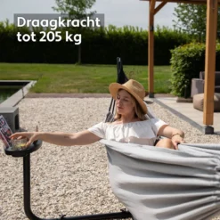 Vita5 Hangmat Met Standaard – 2 Persoons – Incl. Bekerhouder – 205kg Draaggewicht – Grijs -Tuinmeubelen 1200x1200 654