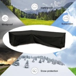 BOTC Tuinbank Beschermhoes - Beschermhoes Voor Hoekbank - Premium Tuinbank Beschermhoes - L-vorm - 300/98 X 300/98 X 70cm - Zwart -Tuinmeubelen 1200x1200 68