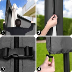 Kingsleeve Parasolhoes Tot Ø 330cm - Weerbestendig Robuust - Grijs -Tuinmeubelen 1200x1200 700