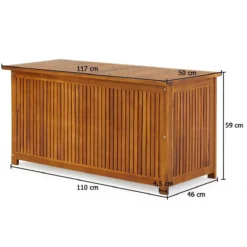 Casaria Opbergbox Acacia Hout – Weerbestendig 115cm - Bruin -Tuinmeubelen 1200x1200 742