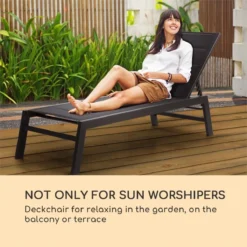 Blumfeldt Renazzo Lounge Ligstoel - Ligbed Voor De Tuin - Aluminium Tuinstoel - 6 Standen - Waterafstotend - Bekleding Van 70 % Pvc En 30 % Polyetheen - Zwart -Tuinmeubelen 1200x1200 831