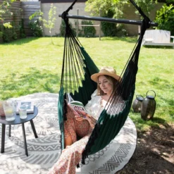 Vita5 XXL Hangstoel | Binnen&Buiten Hangnest | Incl. 2 Kussens En Boekenvak | Volwassenen&Kinderen | Hangmatstoel Tot 225kg | Donkergroen -Tuinmeubelen 1200x1200 851