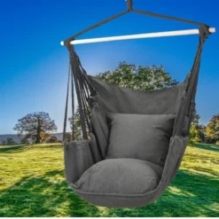 Hangmat Stoel - Hangstoel Voor Binnen Of Buiten - Incl. 2 Kussens - Zwart/Grijs Antraciet -Tuinmeubelen 1200x1200 87