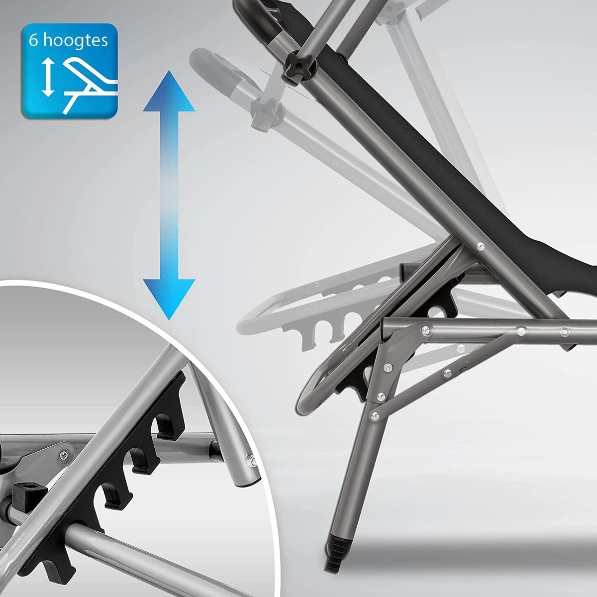 Sens Design Zonnebed - Ligbed Inklapbaar Met Zonneklep - Grijs 2 Sens Design Zonnebed - Ligbed Inklapbaar Met Zonneklep - Grijs - Afbeelding 2