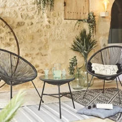 Set Van 2 Design Stoelen Ei-vormig - Acapulco Zwart - Stoelen 4 Poten Retro Design, Plastic Koorden, Binnen/buiten 9 Set Van 2 Design Stoelen Ei-vormig - Acapulco Zwart - Stoelen 4 Poten Retro Design, Plastic Koorden, Binnen/buiten -Tuinmeubelen 1200x1200 885